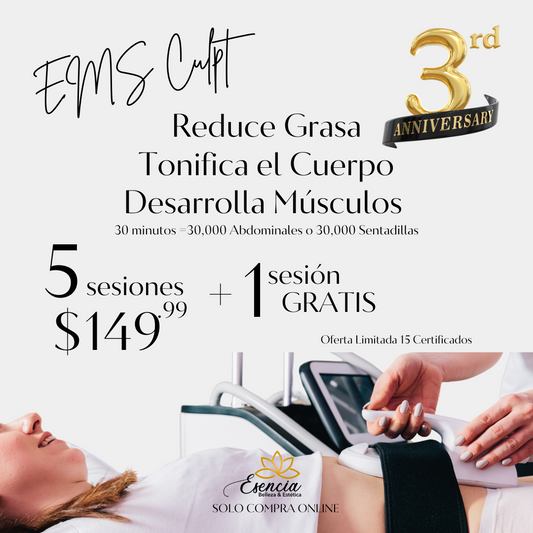 Paquete de 5 tratamiento EmsCulpt mas 1 Sesión  Gratis